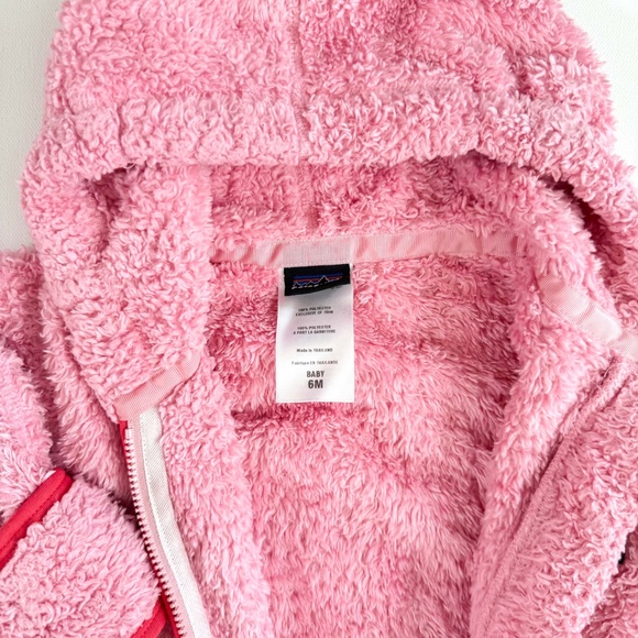 PATAGONIA Infant Pink Winter Hi Plush Fleece Baby BUNTING SnowSuit Size 6 Months - Picture 3 of 8